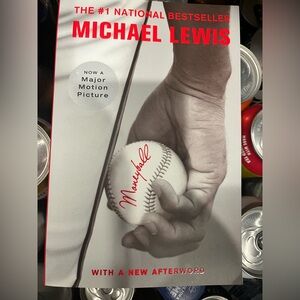 Moneyball Paperback Book with Baseball Cover - White & Red Accents